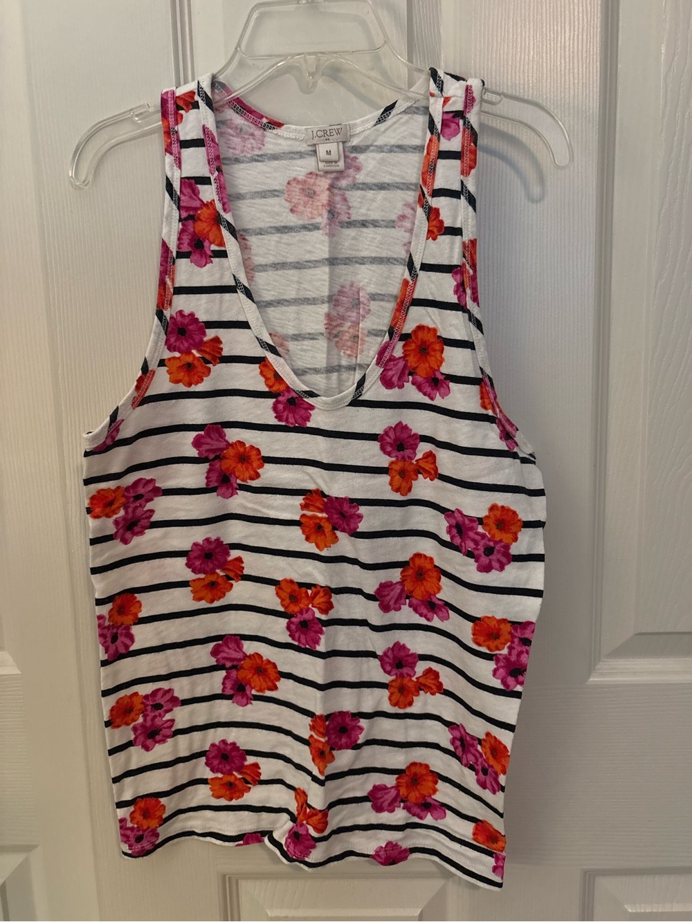 J Crew Striped/floral tank